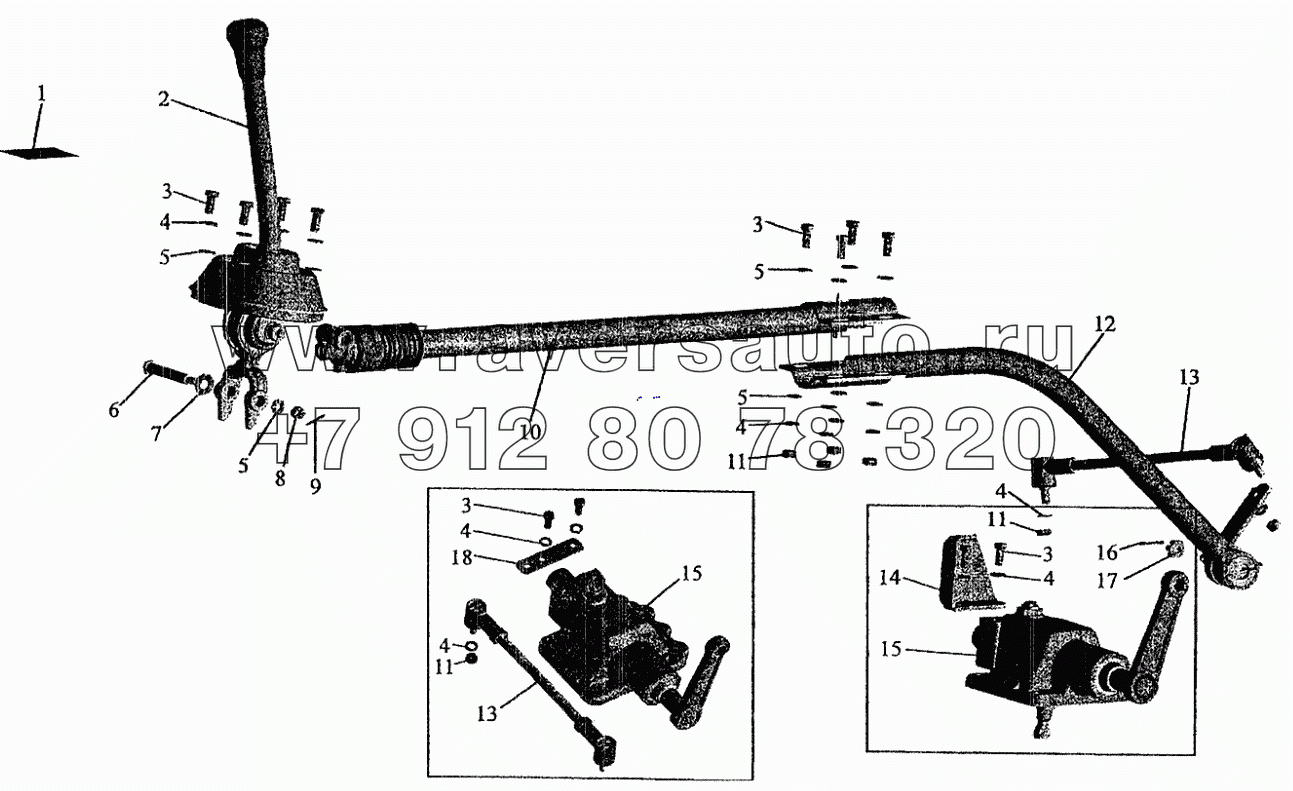 Установка привода управления коробкой передач на МАЗ-533602, МАЗ-533702